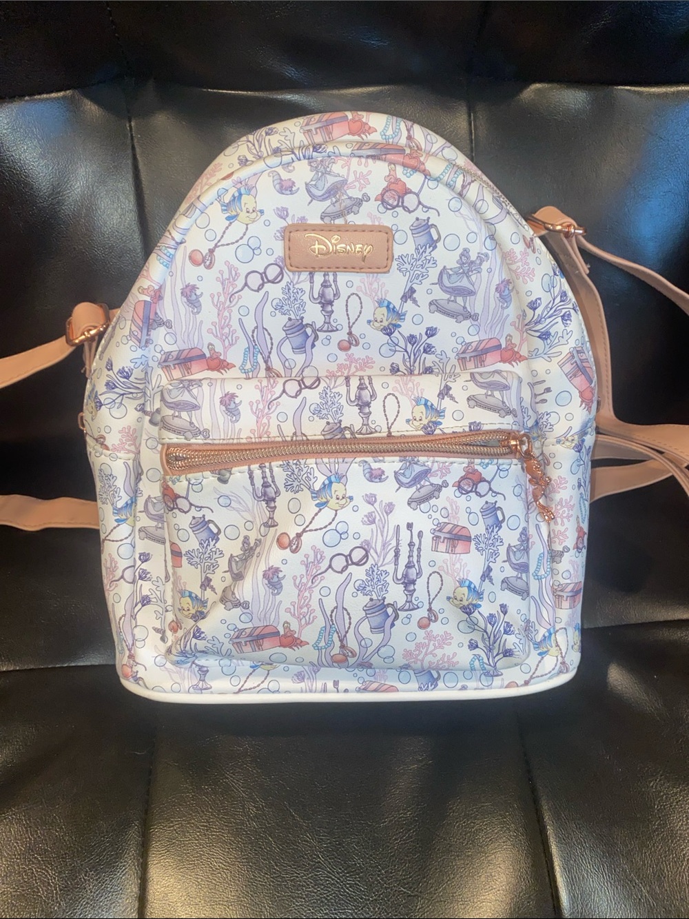 Disney Pastel Little Mermaid Undersea Mini Backpack with Rose Gold Accents